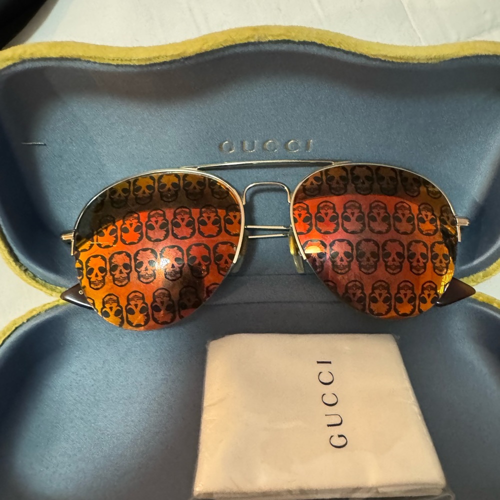 Women’s Metallic 56mm Skull Aviator Sunglasses